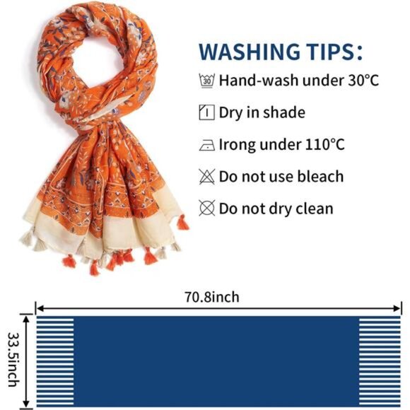 Scarf for Women Lightweight Soft Floral Leopard Printed Scarves - Picture 3 of 8